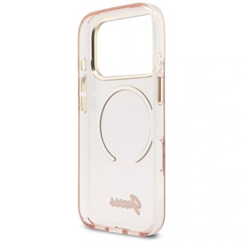 Etui Guess IML Script Metal MagSafe do Apple iPhone 17 Pro różowy