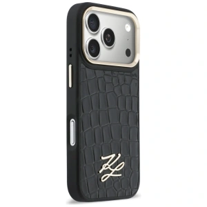 Etui Karl Lagerfeld Croco KL Script Logo MagSafe do Apple iPhone 17 Pro czarny