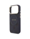 Etui Guess Peony Hot Stamp MagSafe do Apple iPhone 17 Pro Max niebieski