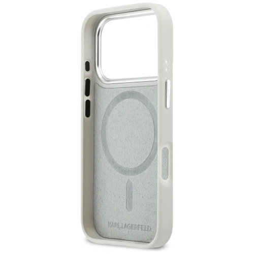 Etui Karl Lagerfeld Croco KL Script Logo MagSafe do Apple iPhone 17 Pro srebrny