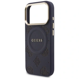 Etui Guess Peony Hot Stamp MagSafe do Apple iPhone 17 Pro niebieski