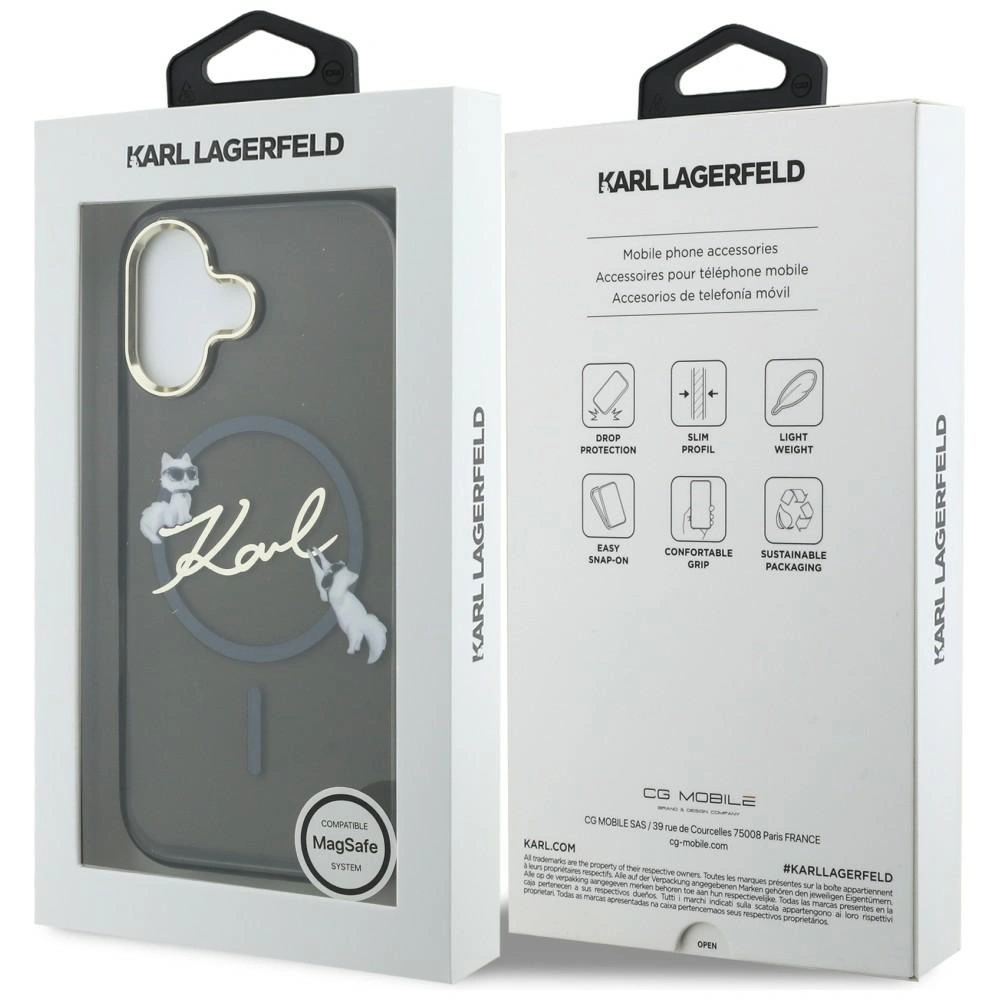 Etui Karl Lagerfeld IML Choupettes Karl Script Logo MagSafe do Apple iPhone 17 czarny