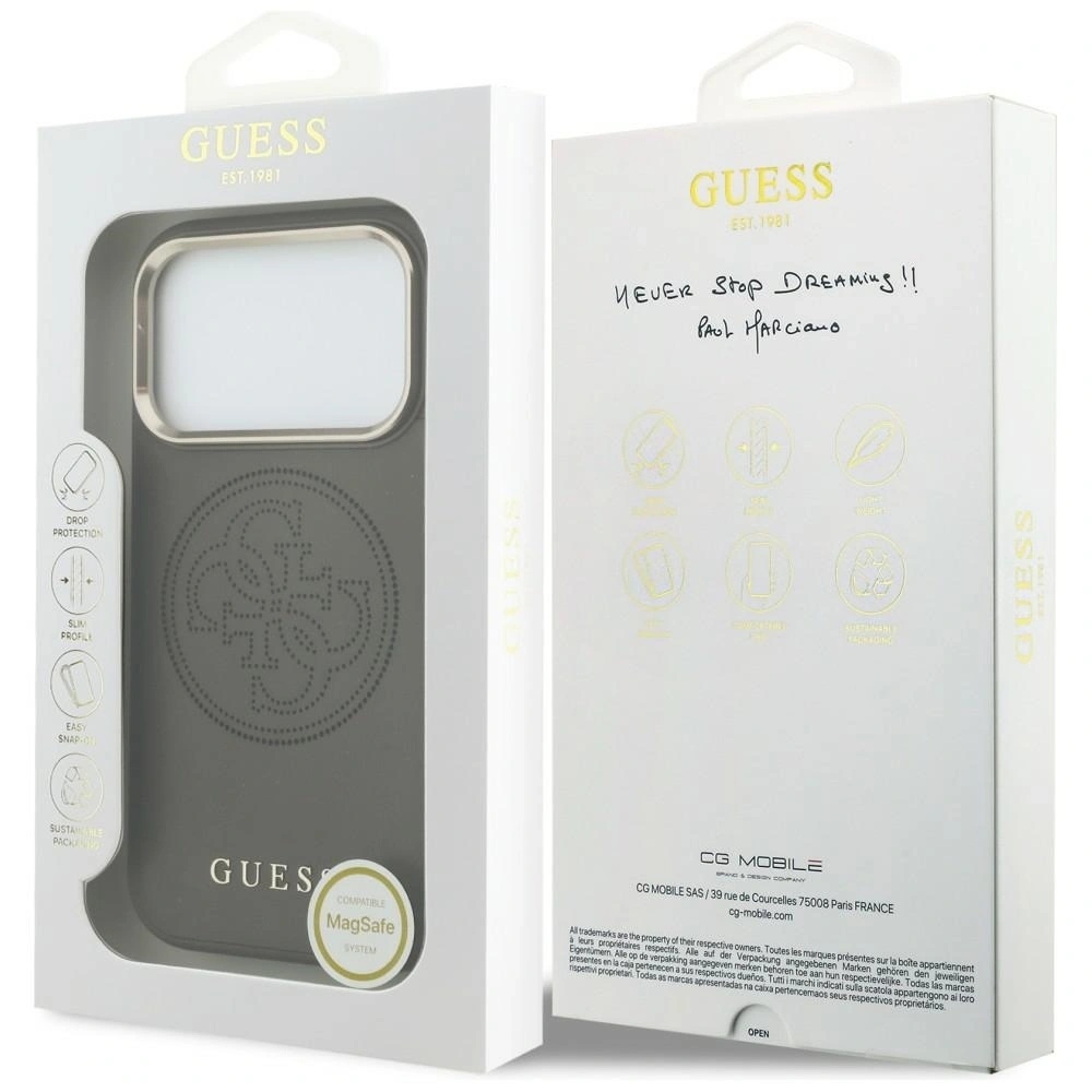 Etui Guess Perforated 4G MagSafe do Apple iPhone 17 Pro Max brązowy