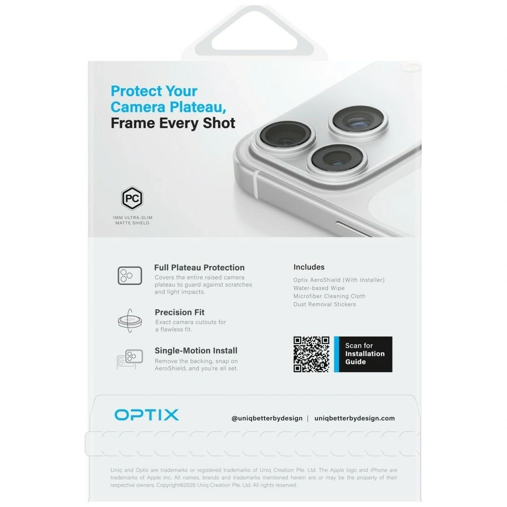 Ochrona modułu kamery aparatu UNIQ Optix Aeroshield Camera Module Protector do Apple iPhone 17 Pro Max przezroczysty