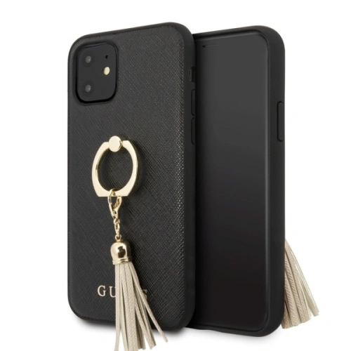 Kup Etui Guess GUHCN61RSSABK Apple iPhone 11 fekete/hard case Saffiano gyűrűállvánnyal - GUE579BLK - {ean13} - Sklep Home Screen