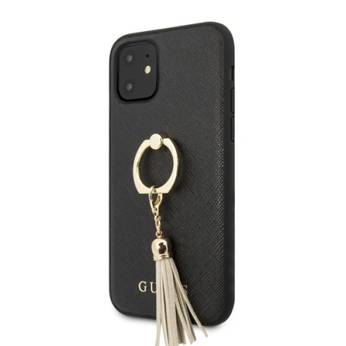 Kup Guess Apple Tasche GUHCN61RSSABK iPhone 11 schwarz/schwarz Hartschalenetui Saffiano mit Ringständer - GUE579BLK - {ean13} - Sklep Home Screen