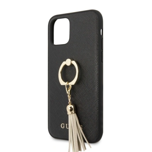 Kup Guess Apple Tasche GUHCN61RSSABK iPhone 11 schwarz/schwarz Hartschalenetui Saffiano mit Ringständer - GUE579BLK - {ean13} - Sklep Home Screen