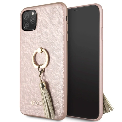 Kup Etui Guess GUHCN65RSSARG Apple iPhone 11 Pro Max roz-aurie/rosegold carcasă tare Saffiano cu suport pentru inel - GUE581RS - {ean13} - Sklep Home Screen