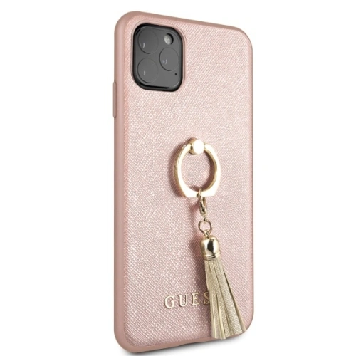 Kup Etui Guess GUHCN65RSSARG Apple iPhone 11 Pro Max roz-aurie/rosegold carcasă tare Saffiano cu suport pentru inel - GUE581RS - {ean13} - Sklep Home Screen
