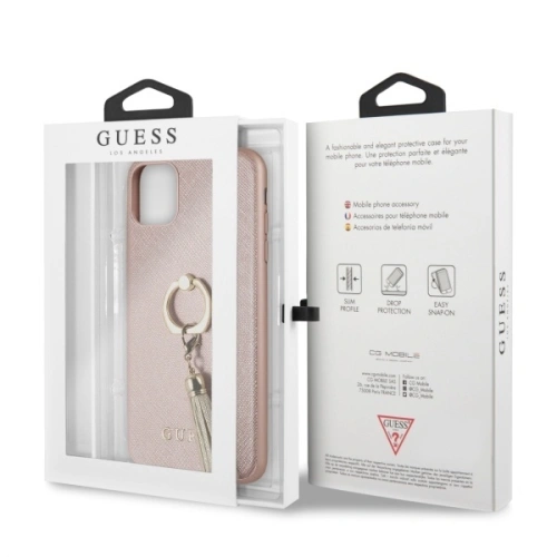 Kup Etui Guess GUHCN65RSSARG Apple iPhone 11 Pro Max roz-aurie/rosegold carcasă tare Saffiano cu suport pentru inel - GUE581RS - {ean13} - Sklep Home Screen