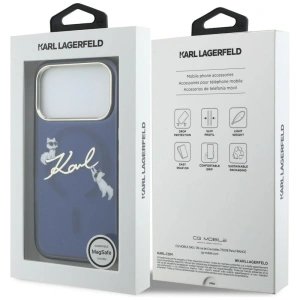 Etui Karl Lagerfeld IML Choupettes Karl Script Logo MagSafe do Apple iPhone 17 Pro niebieski