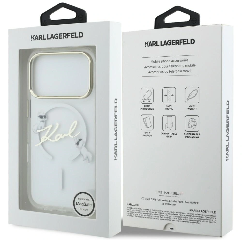 Etui Karl Lagerfeld IML Choupettes Karl Script Logo MagSafe do Apple iPhone 17 Pro przezroczysty