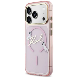 Etui Karl Lagerfeld IML Choupettes Karl Script Logo MagSafe do Apple iPhone 17 Pro różowy