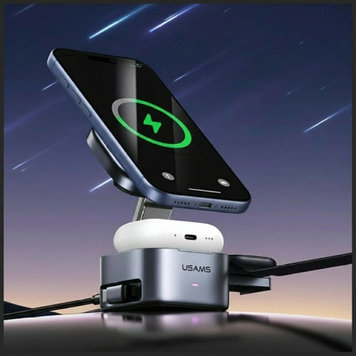Ładowarka indukcyjna 3w1 USAMS CD257 Qi2 tarnish
