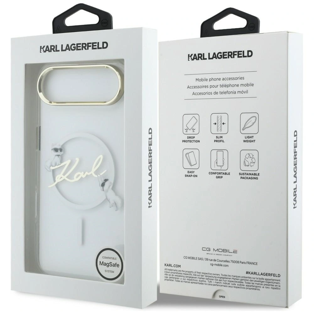 Etui Karl Lagerfeld IML Choupettes Karl Script Logo MagSafe do Apple iPhone Air przezroczysty