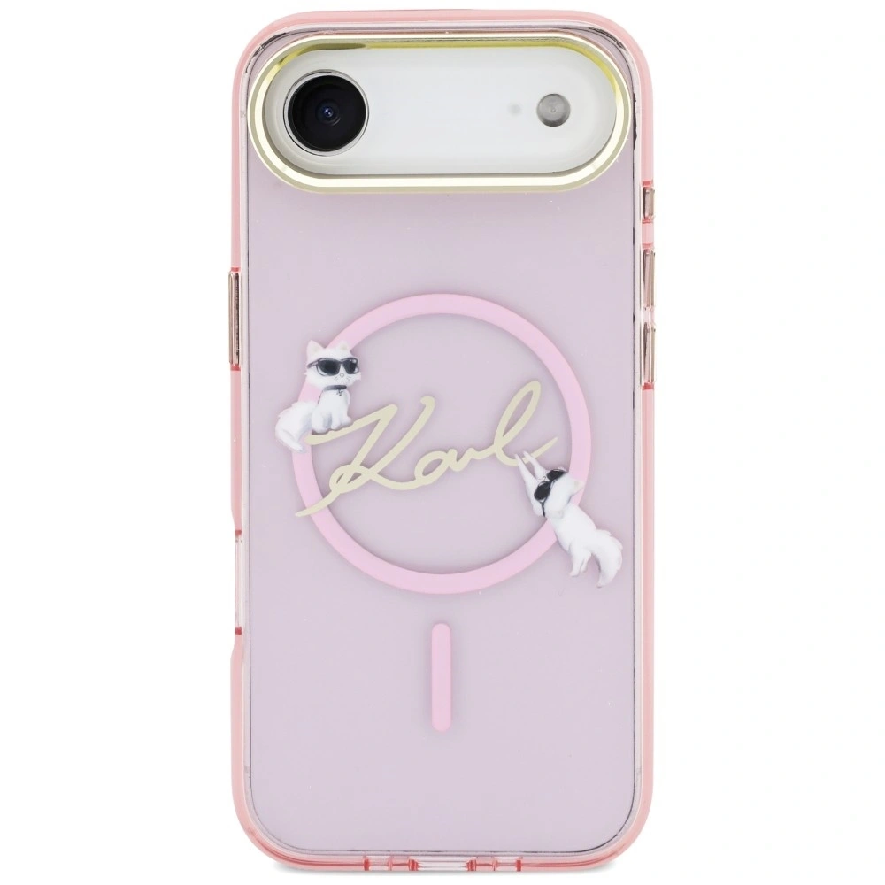 Etui Karl Lagerfeld IML Choupettes Karl Script Logo MagSafe do Apple iPhone Air różowy