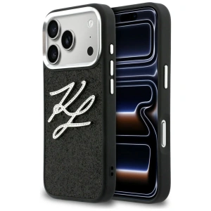 Etui Karl Lagerfeld IML Glitter KL Diamond Logo do Apple iPhone 17 Pro czarny