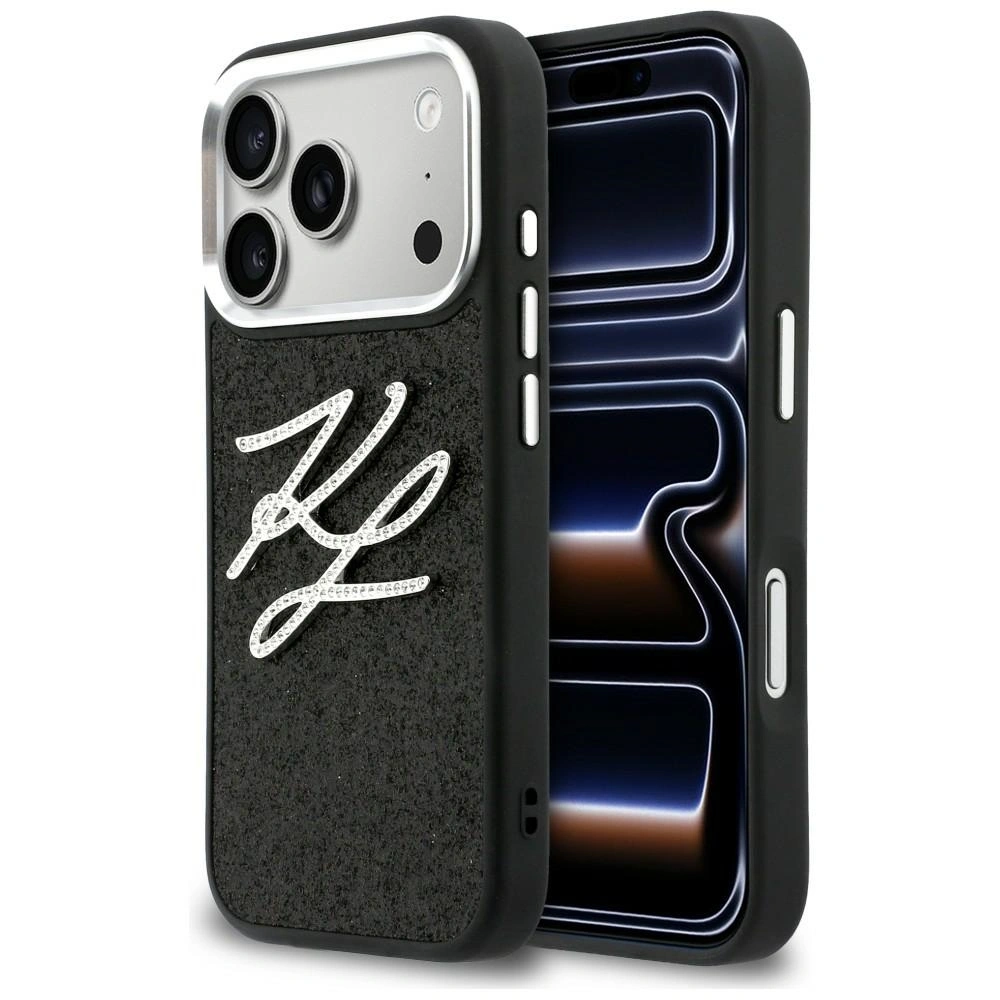 Etui Karl Lagerfeld IML Glitter KL Diamond Logo do Apple iPhone 17 Pro czarny