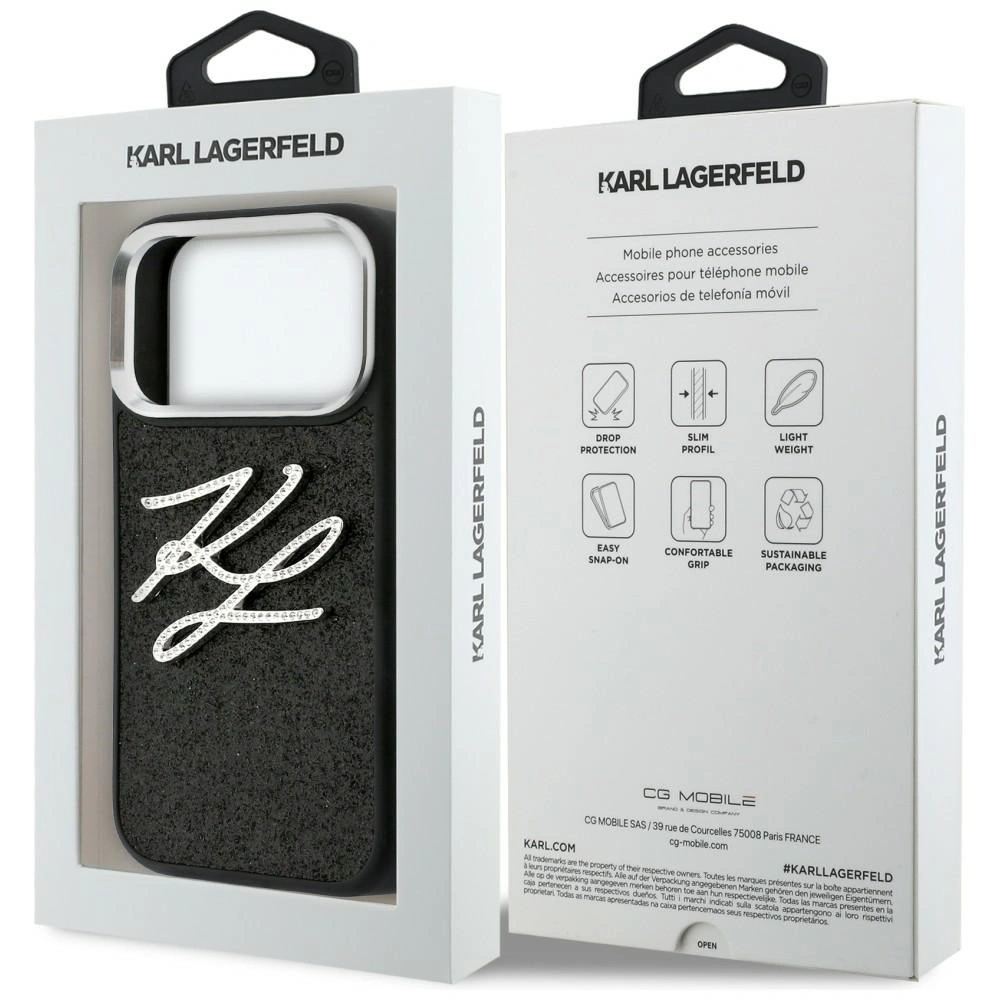 Etui Karl Lagerfeld IML Glitter KL Diamond Logo do Apple iPhone 17 Pro czarny