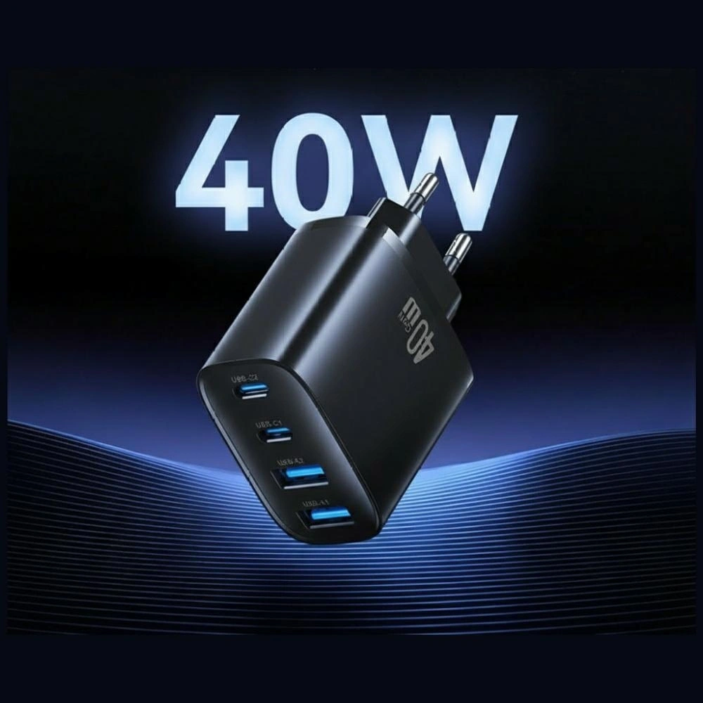 Ładowarka sieciowa USAMS T70 40W 2xUSB-A / 2xUSB-C czarny
