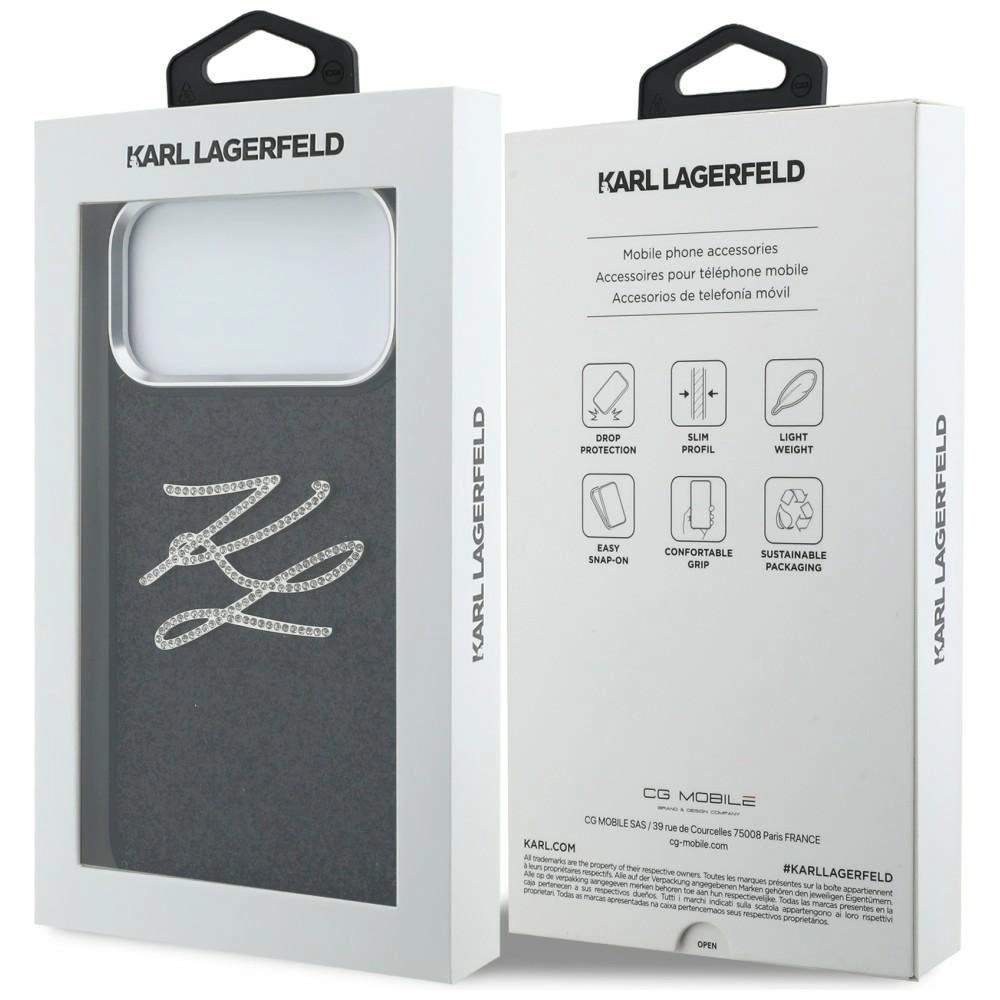 Etui Karl Lagerfeld IML Glitter KL Diamond Logo do Apple iPhone 17 Pro Max czarny