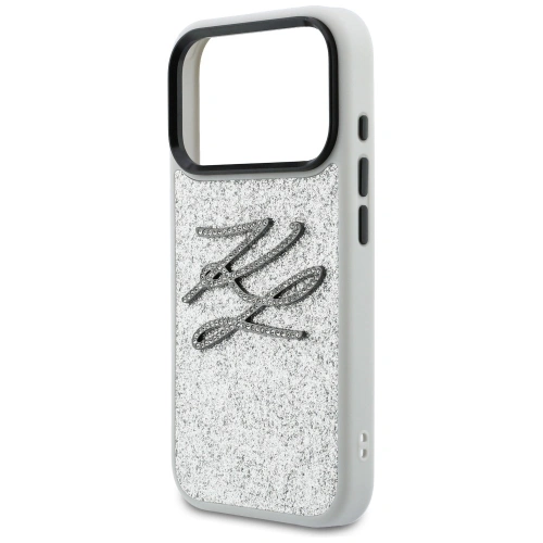 Etui Karl Lagerfeld IML Glitter KL Diamond Logo do Apple iPhone 17 Pro srebrny