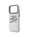 Etui Karl Lagerfeld IML Glitter KL Diamond Logo do Apple iPhone 17 Pro srebrny