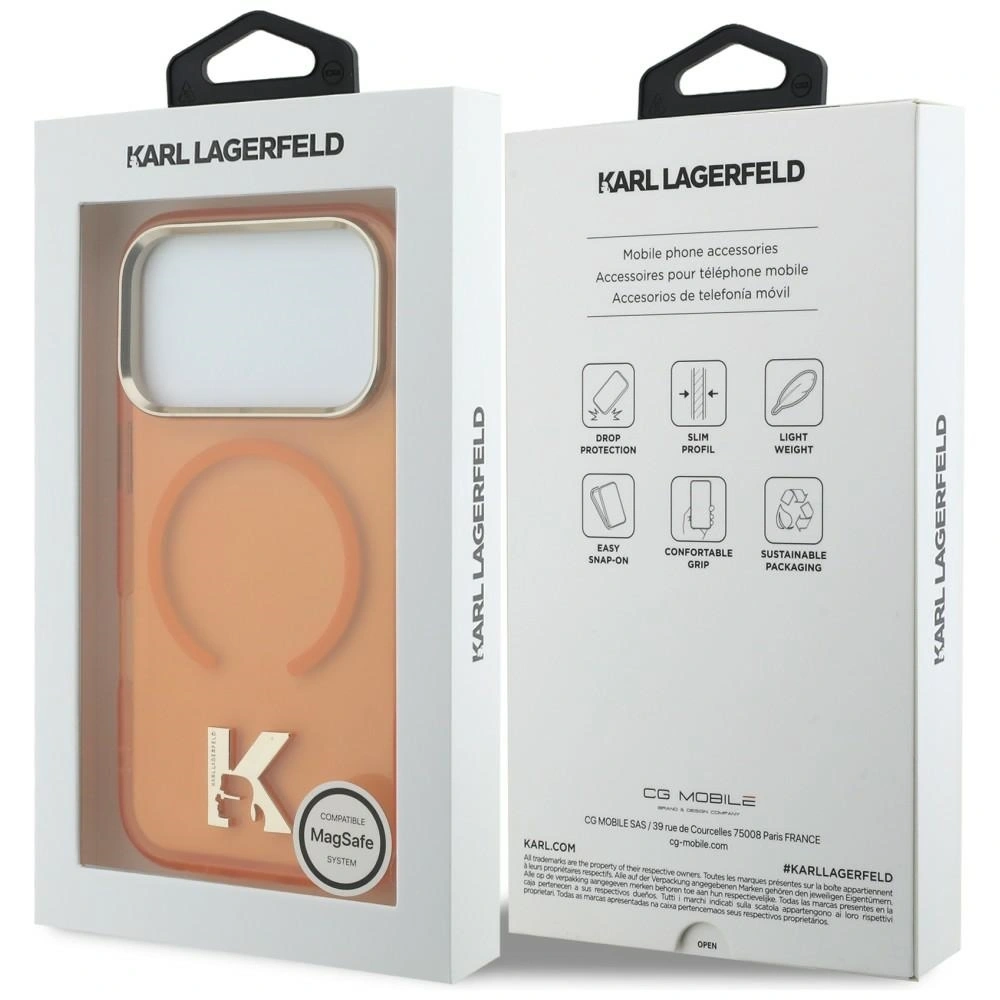 Etui Karl Lagerfeld IML K Head Logo MagSafe do Apple iPhone 17 Pro pomarańczowy