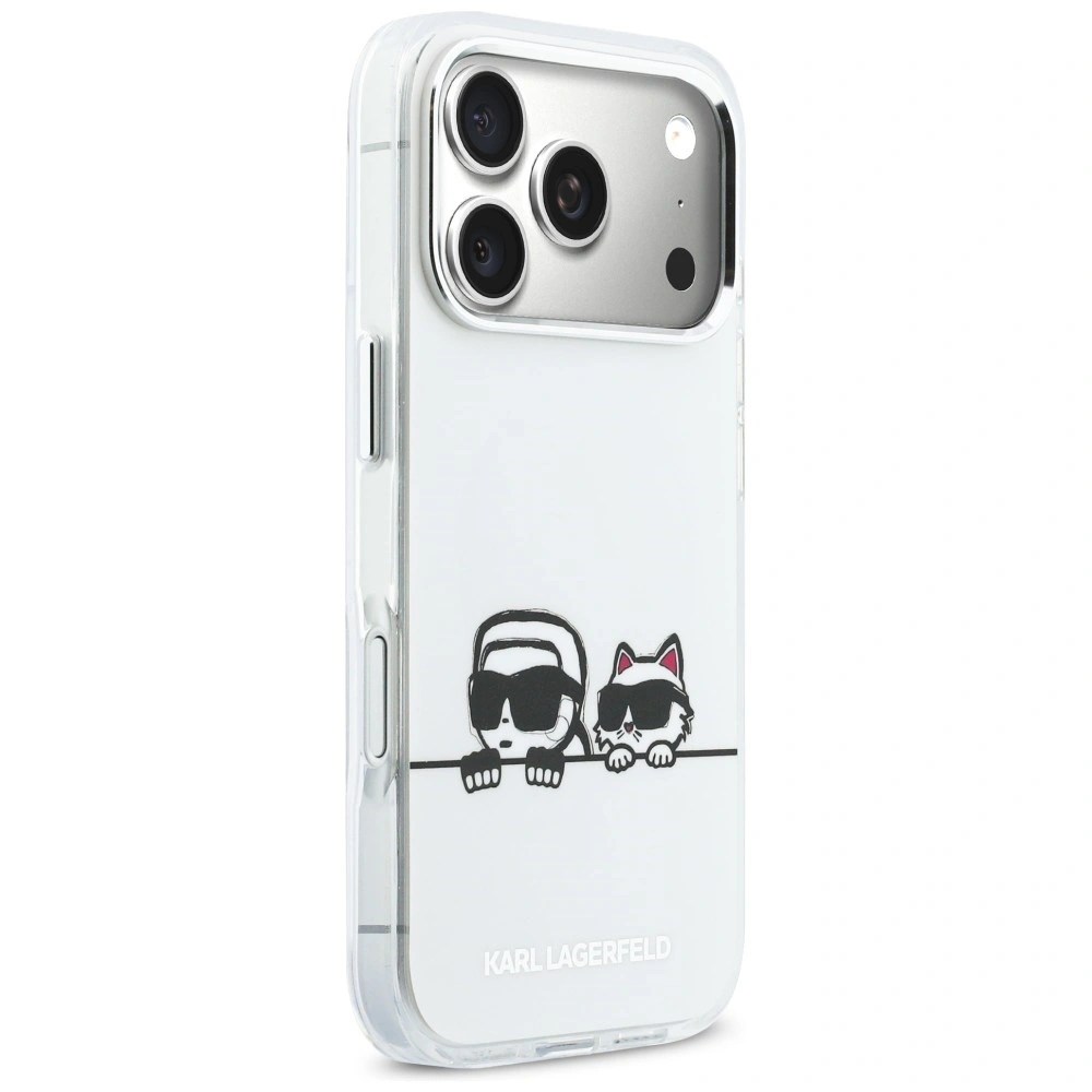Etui Karl Lagerfeld IML Karl & Choupette Peekaboo Logo MagSafe do Apple iPhone 17 Pro biały