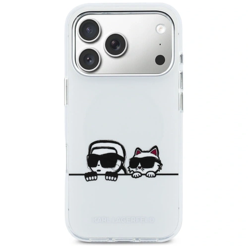 Etui Karl Lagerfeld IML Karl & Choupette Peekaboo Logo MagSafe do Apple iPhone 17 Pro Max biały
