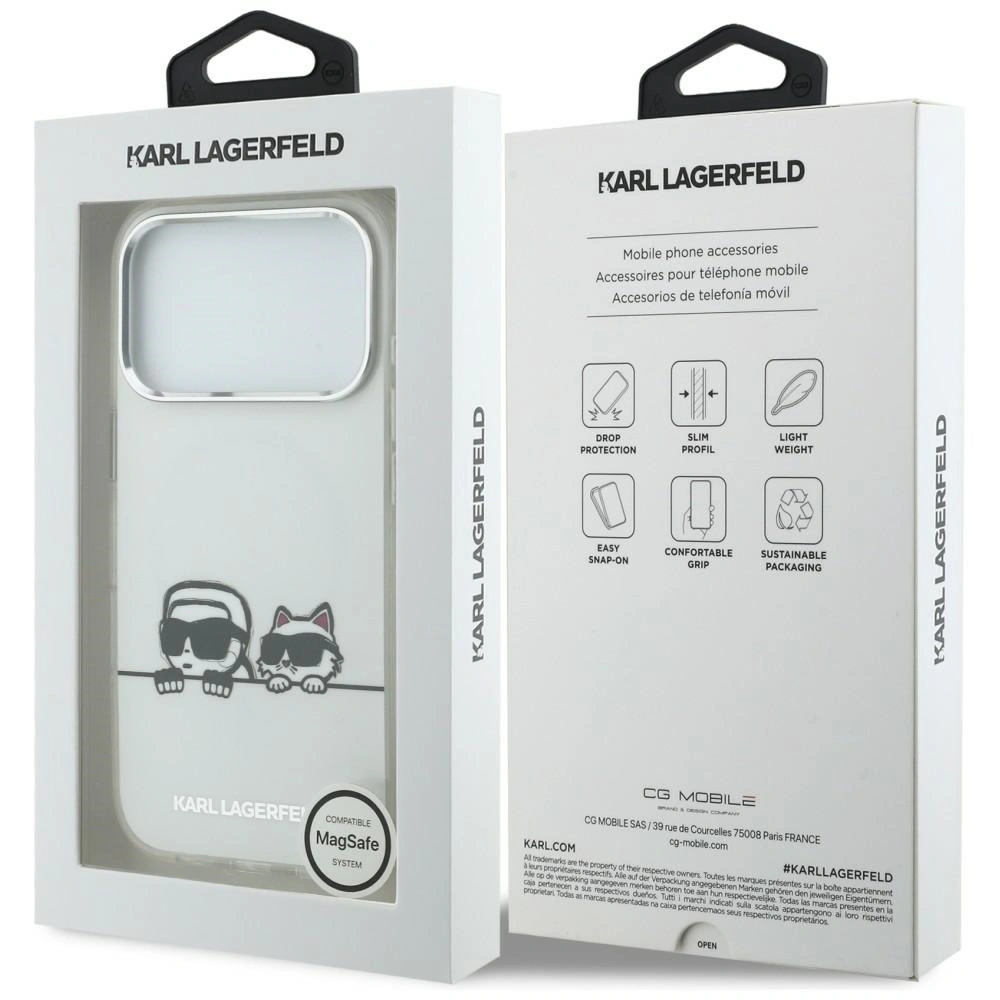 Etui Karl Lagerfeld IML Karl & Choupette Peekaboo Logo MagSafe do Apple iPhone 17 Pro Max biały