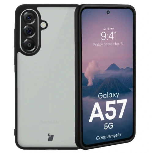 Etui Bizon Case Angelo do Samsung Galaxy A57 5G przydymione z czarną ramką