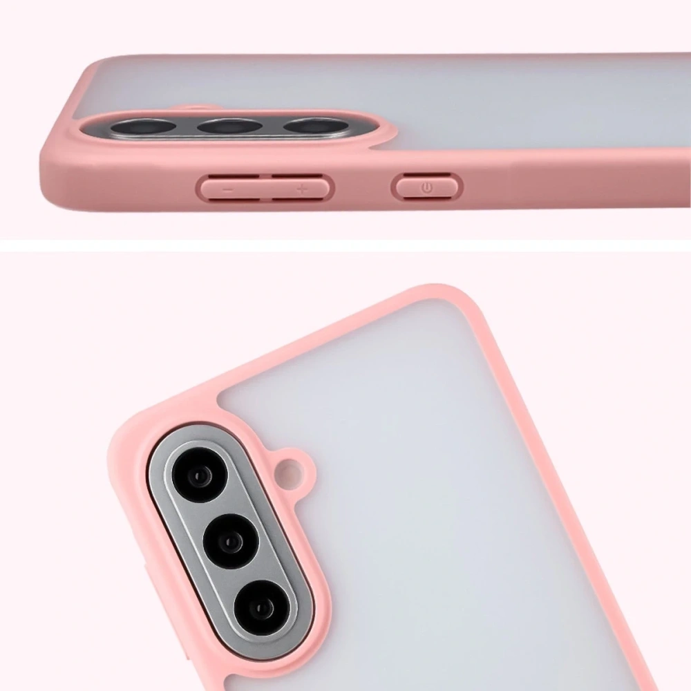 Etui Bizon Case Angelo do Samsung Galaxy A57 5G półprzezroczyste z jasnoróżową ramką