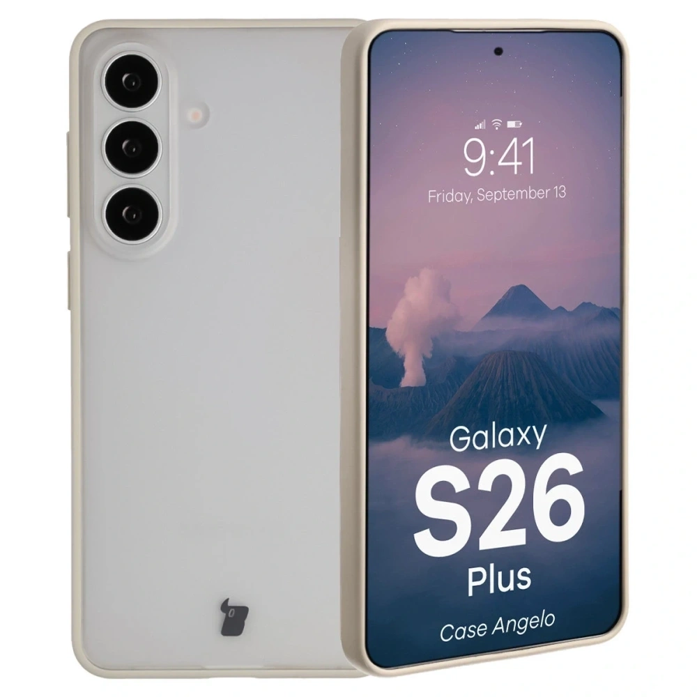 Etui Bizon Case Angelo do Samsung Galaxy S26+ Plus półprzezroczyste z beżową ramką