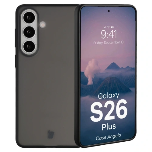 Etui Bizon Case Angelo do Samsung Galaxy S26+ Plus przydymione z czarną ramką