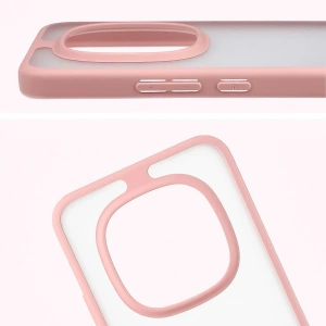 Etui Bizon Case Angelo do Xiaomi Redmi Note 15 Pro+ Plus 5G / POCO M8 Pro 5G półprzezroczyste z jasnoróżową ramką
