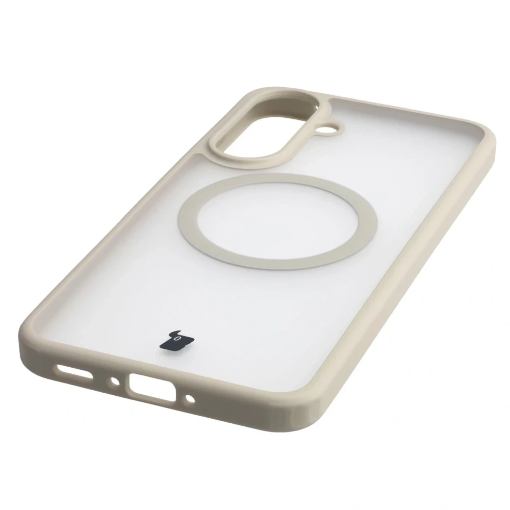 Etui z pierścieniem magnetycznym Bizon Case MatteO do Samsung Galaxy A37 5G / A36 5G przydymione-beżowe