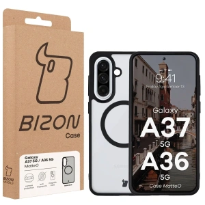Etui z pierścieniem magnetycznym Bizon Case MatteO do Samsung Galaxy A37 5G / A36 5G przydymione-czarne