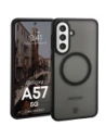Etui z pierścieniem magnetycznym Bizon Case MatteO do Samsung Galaxy A57 5G przydymione-czarne