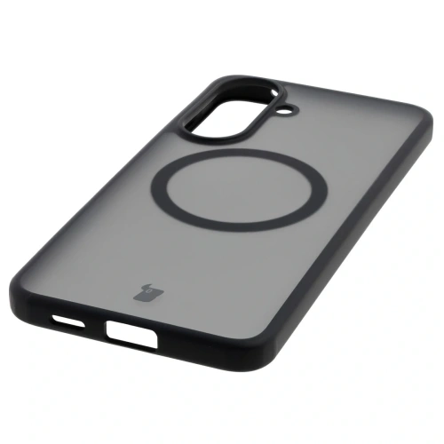 Etui z pierścieniem magnetycznym Bizon Case MatteO do Samsung Galaxy A57 5G przydymione-czarne