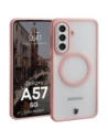 Etui z pierścieniem magnetycznym Bizon Case MatteO do Samsung Galaxy A57 5G przydymione-jasnoróżowe