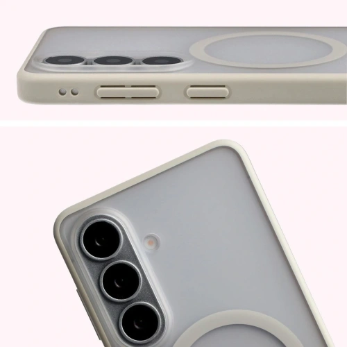 Etui z pierścieniem magnetycznym Bizon Case MatteO do Samsung Galaxy S26 przydymione-beżowe