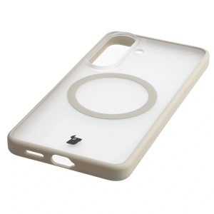 Etui z pierścieniem magnetycznym Bizon Case MatteO do Samsung Galaxy S26 przydymione-beżowe