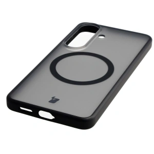 Etui z pierścieniem magnetycznym Bizon Case MatteO do Samsung Galaxy S26 przydymione-czarne