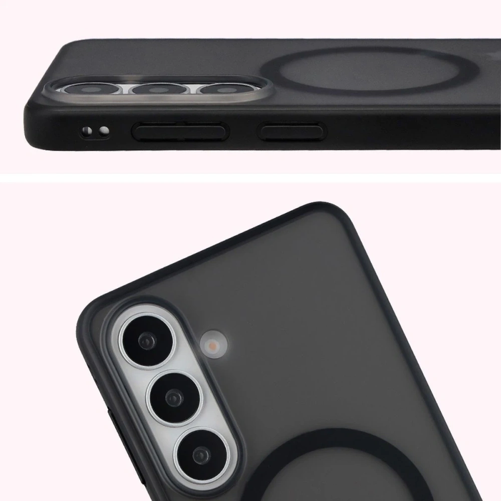 Etui z pierścieniem magnetycznym Bizon Case MatteO do Samsung Galaxy S26+ Plus przydymione-czarne