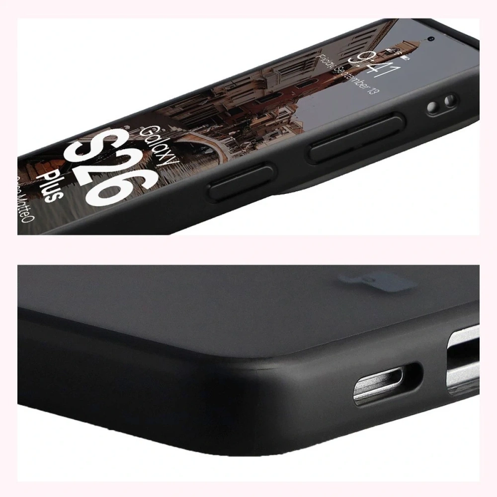 Etui z pierścieniem magnetycznym Bizon Case MatteO do Samsung Galaxy S26+ Plus przydymione-czarne