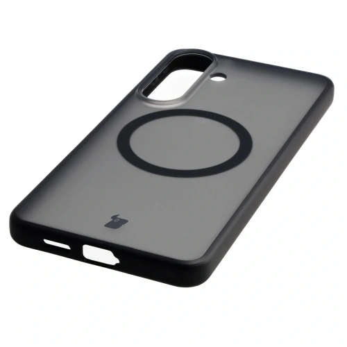 Etui z pierścieniem magnetycznym Bizon Case MatteO do Samsung Galaxy S26+ Plus przydymione-czarne