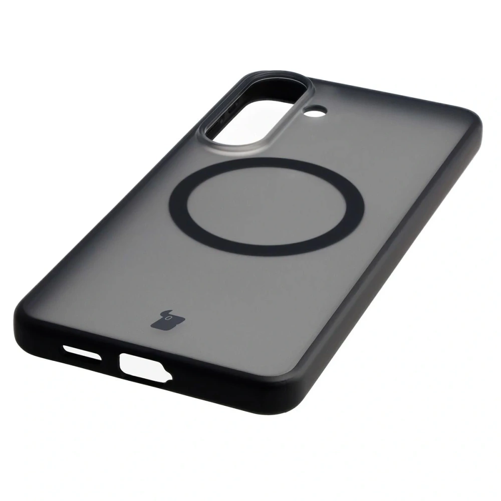 Etui z pierścieniem magnetycznym Bizon Case MatteO do Samsung Galaxy S26+ Plus przydymione-czarne