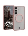 Etui z pierścieniem magnetycznym Bizon Case MatteO do Samsung Galaxy S26+ Plus przydymione-jasnoróżowe