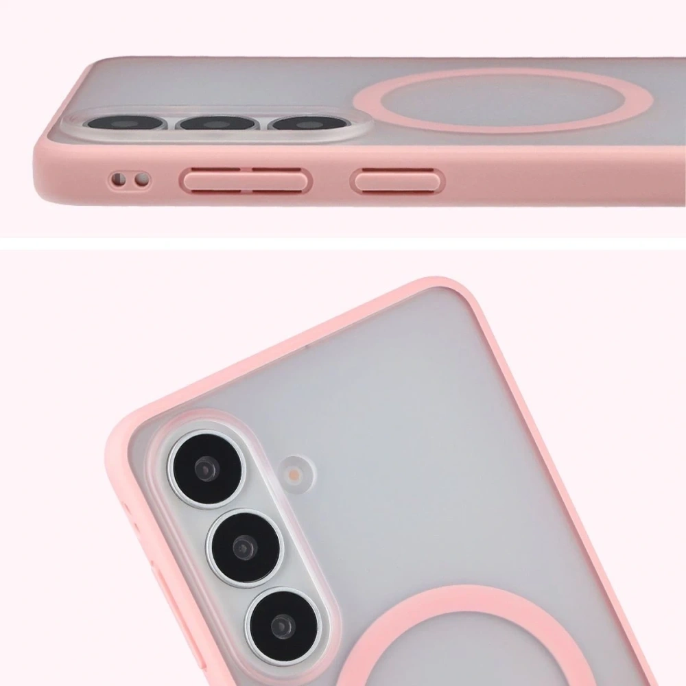 Etui z pierścieniem magnetycznym Bizon Case MatteO do Samsung Galaxy S26+ Plus przydymione-jasnoróżowe